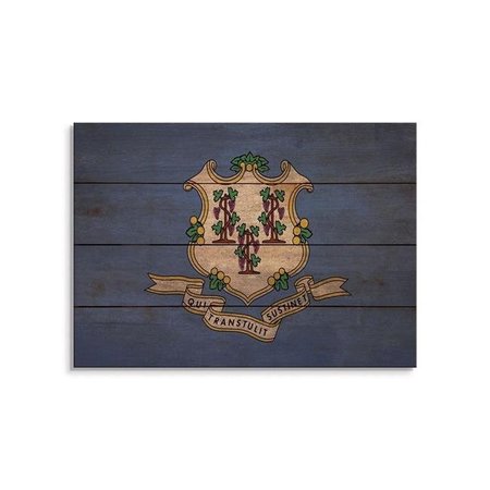 WILE E. WOOD Wile E. Wood FLCT-2014 20 x 14 in. Connecticut State Flag Wood Art FLCT-2014